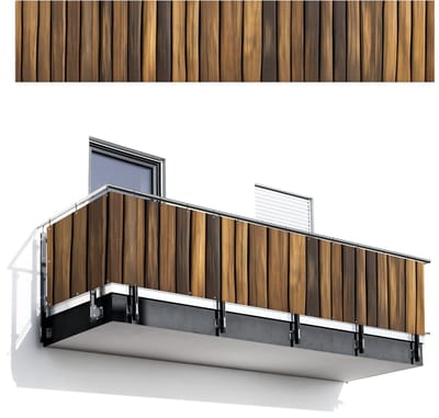 Balkonscherm 500x100 cm - Balkonposter Hout - Planken - Natuurtinten - Balkon scherm decoratie - Balkonschermen - Balkondoek zonnescherm