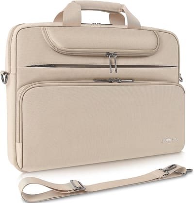 Waterdichte Laptoptas 15,6–16 inch – Schoudertas & Aktetas – Geschikt voor Lenovo IdeaPad/ThinkPad, HP Pavilion/ENVY, Dell XPS & MacBook Pro – Beige