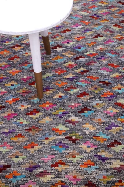 Kleurrijk Tapijt Laagpolig Handgeweven Wollen Vloerkleed - Koho Afghan Kelim 148x99 - 148x99cm- Modern - Woonkamer - Salon - Slaapkamer - Eetkamer