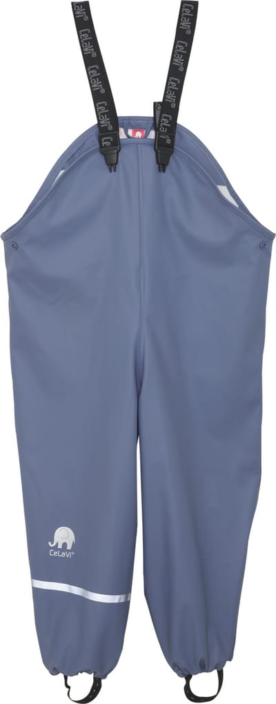 Blauwe (Flint Stone) regenbroek met bretels van CeLaVi 98/104