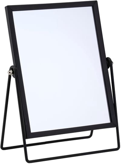 Articasa Make-up spiegel - op standaard - 18 x 23 cm - tafelspiegels - rechthoek - zwart - Badkamer