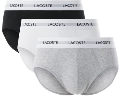 Lacoste Heren Slips Casual Briefs 3-Pack Grijs/Wit/Zwart - Maat XXL