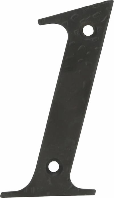 AMIG Huisnummer 1 - massief gesmeed staal - 10cm - incl. bijpassende schroeven - zwart