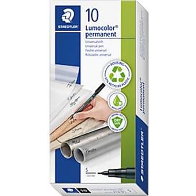Viltstift Staedtler Lumocolor 313 permanent S zwart - 10 stuks