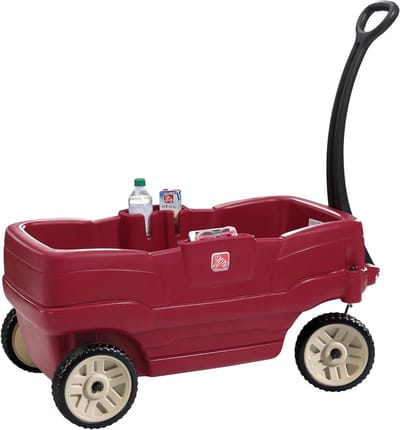 Bolderwagen met zitjes - Kinderwagen buiten - Uitstapjes maken - Met veiligheidsgordels - 41 x 39 x 20 inch - Rood