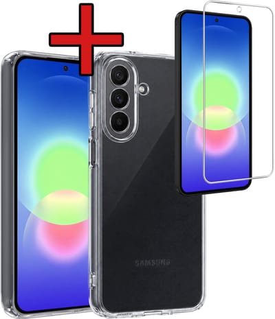 Hoesje - Met Screenprotector - Geschikt voor Samsung Galaxy A27 - Sterk & Shockproof - Telefoon Hoes - Back Cover - Siliconen Case - Telefoonhoes - Transparant