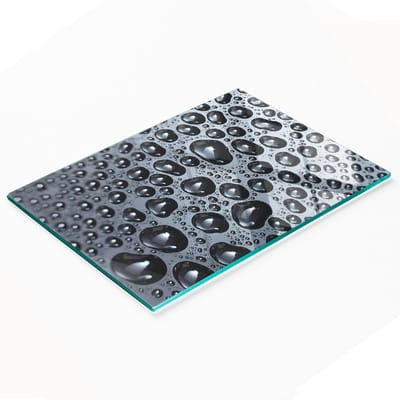 Multifunctionele decoratieve snijplank van gehard glas met waterdruppelmotief, 80x52 cm