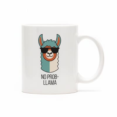 No Prob-llama Mok 330ml – Grappige Lama Koffiebeker met Stoere Print – Leuk Cadeau voor Dierenliefhebbers & Humor Fans