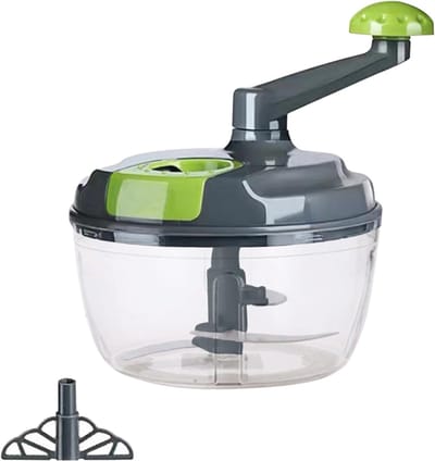 Handmatige Keukenmachine - Groente Hakker - Maaltijd Voorbereiden - Compact Opvouwbaar - 18.5x18.5x22cm - Grijs