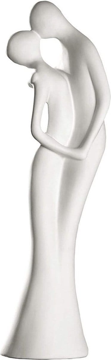 Liefdesbeeldje man en vrouw in wit keramiek - Huwelijkscadeau - trouw kado - Valentijn - Jubileum - 46 cm hoog