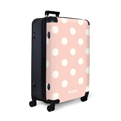 NoBoringSuitcases.com® - Koffer groot - Reiskoffer lichtgewicht - Zachtroze met witte stippen - Rolkoffer met 4 wielen - Grote trolley XL - 98 liter bagage