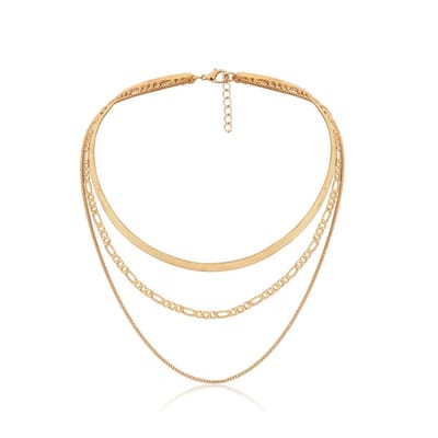 Sorprese Layer ketting dames - 1 ketting bestaande uit 3 losse snoeren - goudkleurig - cadeau - Model Z