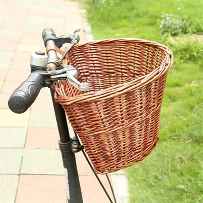 Fietsmand Rotan - Stuur tas - Boodschappen vervoeren - Handgeweven design - 21x16x16cm - Bruin
