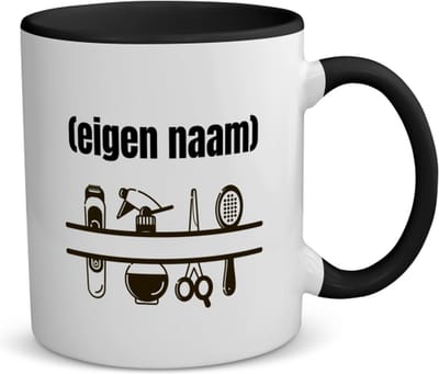 Akyol - kappersmateriaal met eigen naam koffiemok - theemok - zwart - Kapper - barbers - collega's - verjaardag - afscheidscadeau - geschenk - kado - 350 ML inhoud