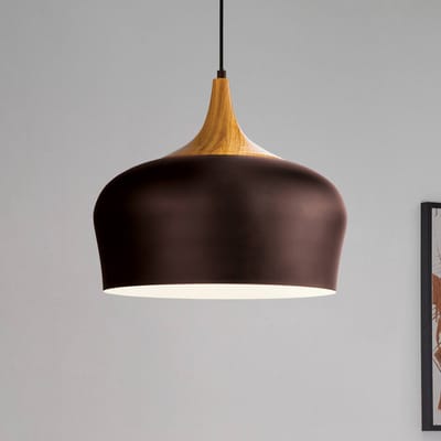 EGLO Obregon - Hanglamp - 1 Lichts - Ø350mm. - Bruin, Creme, Eik