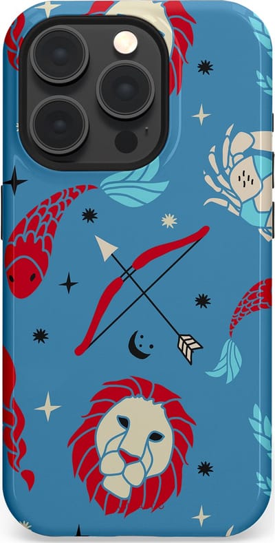 Casetastic hoesje geschikt voor Apple iPhone 15 Pro - MagSafe - Dubbellaagse bescherming - Zodiac in verbinding - Fashion Case - Petrol Bordeaux Grijs