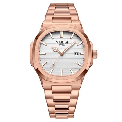 Nibosi - Herenhorloge - Polshorloge - Heren - Horloge - Horlogedoos - Mannen - Rosé Wit - RVS