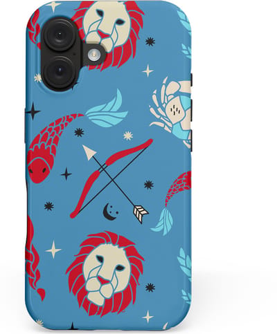 Casetastic hoesje geschikt voor Apple iPhone 16 - MagSafe - Dubbellaagse bescherming - Zodiac in verbinding - Fashion Case - Petrol Bordeaux Grijs