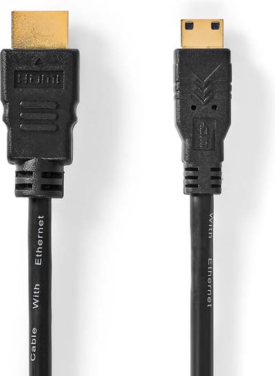 Nedis High Speed ​​HDMI-Kabel met Ethernet - HDMI Connector - HDMI Mini-Connector - 4K@30Hz - 10.2 Gbps - 2.00 m - Rond - PVC - Zwart - Doos