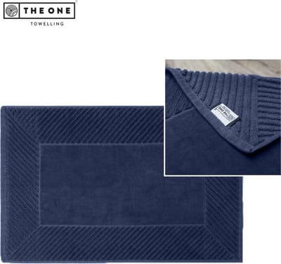 The One Towelling Badmat - 50 x 80 cm - Extra dikke Douchemat - 100% Zacht katoen - Velours - Navy