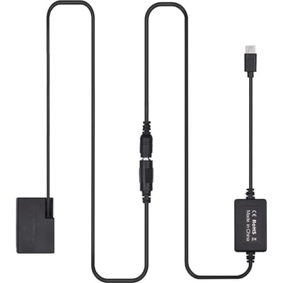 PD USB Type-C-kabel naar DR-E18 Dummy-batterij DC-koppeling LP-E17 Vervanging voor Canon 750D 760D T6S zwart