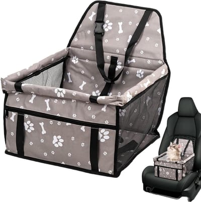 Transportbox Hond - Autostoel Puppy - Veilig Reizen - Waterdicht & Vuilafstotend - 42 x 32 x 3 cm - Grijs