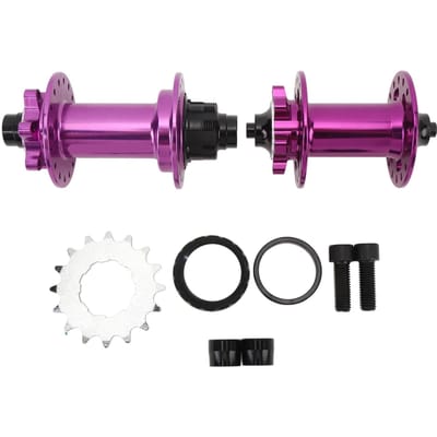 2 pièces Moyeu Single Speed 16T 32 Trous 120 Clics Avant 2 Arrière 5 Roulements Alliage d'Aluminium Serrage Rapide 100mm 135mm Frein à Disque violet