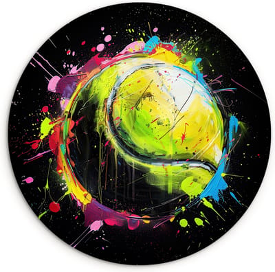 WallCircle® Wandcirkel 120x120 cm - Muurcirkel Graffiti - Sport - Tennis - Padel - Bal - Hobby - Kinderkamer - Muurdecoratie woonkamer - Wanddecoratie slaapkamer - Kamer decoratie accessoires - Ronde schilderijen - Woonaccessoires cirkel