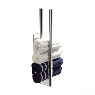 RVS Dubbele Handdoekhouder Zonder Boren – Wandmontage Badkamer Handdoekrek – Zilver