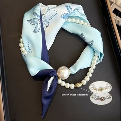 Sjaaltje - Kralen - Sieraden - Collier - Magneet - Blauw - Bloemen
