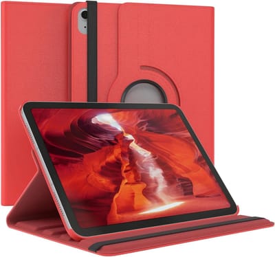 Hoes Geschikt voor iPad Air 11 inch (2024) M2 Hoes Rood, iPad Air 6th / 5th / 4th Generation Hoes (2024/2022/2020) - 360° draaibare Bookcase