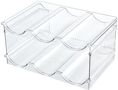 Wijnrek - Wijnrek Stapelbaar - Wijnrekken - Plastic Stapelbaar Wijnrek voor koelkast, kast, aanrecht - Wijnfleshouder - Waterflesopslagorganisator - Geschikt voor 6 Flessen