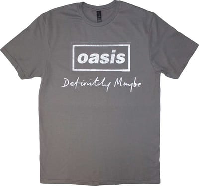 Oasis - Definitely Maybe Distressed Text Logo Heren Tshirt - S - Grijs