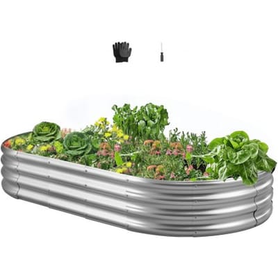 VEVOR Verhoogd Tuinbed, Metaal, 1800x900x290 mm, Plantbed, Groentebed, Plantenbak met Open Bodem & Afgeronde Randen, Bloembed, Kruidenbed, Ideaal voor Groenten, Bloemen, Kruiden & Vetplanten, Ovaal