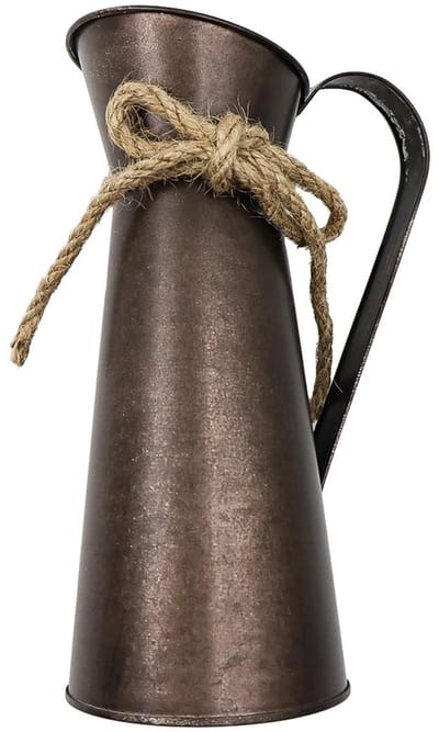 Dailygoods- Bloemenvaas 20 cm - Retro Decoratieve Vaas - Metalen Vaas - Rustieke Bloemenvaas - Droogbloemarrangementen - Hoogwaardig Gegalvaniseerd Ijzer - Bloempot