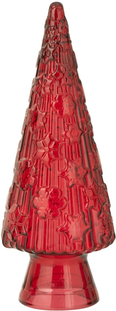 J-Line decoratie Kerstboom Kegel - glas - rood - small