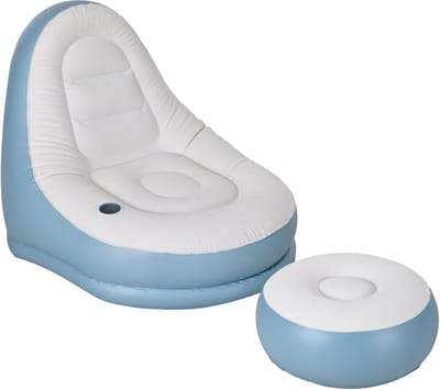 Killogood Opblaasbare fauteuil luchtstoel buitenfauteuil - 125 x 100 x 87cm - wit + blauw