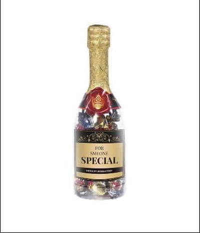 Drop - Champagnefles - For someone special - Gevuld met Drop - In cadeauverpakking met gekleurd lint