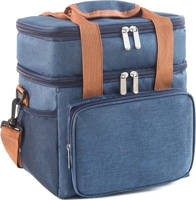 Livano Picknickmand - Picknickmanden - Piknik - Pick Nick - Picknicktas - Mand - Lunchbox - Zomer - Donkerblauw