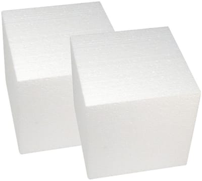 Rayher hobby Piepschuim vormen/figuren kubus - Set van 6x stuks - wit - 20 x 20 cm - knutselen artikelen