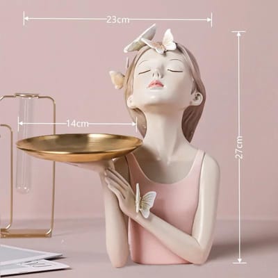 Fille fée papillon nordique en résine décorée avec des plateaux en métal, accessoires de décoration pour la maison, statues d'artisanat Kawaii, figurines de table