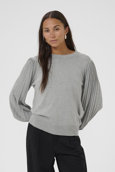 Kaffe KAlone Knit Pullover Dames Trui - Light Grey Melange