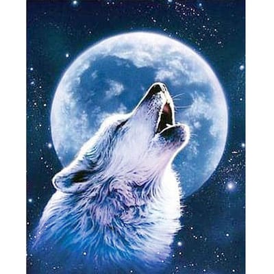 5D Diy Diamant Broderie Loup Mur Arts Animal Diamant Peinture Croix Aiguille Point Décor À La Maison 20X30CM white