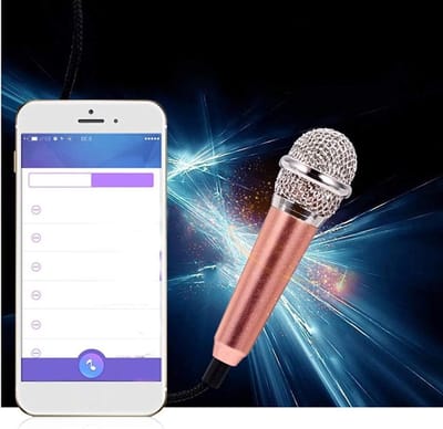 Mini Zangmicrofoon - Karaoke Microfoon Telefoon - Mobiele Karaoke - Handheld Ontwerp - 11.8 cm - Zilver