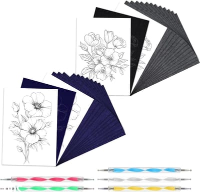Transferpapier voor grafiet, transparant met 5 embossing- en dottingtools - 200 vellen, ideaal voor tekenen en ontwerpen