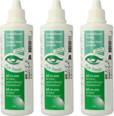 Eye Fresh - Alles-in-één - 3 x 200 ml - Lenzenvloeistof voor harde contactlenzen - Voordeelverpakking