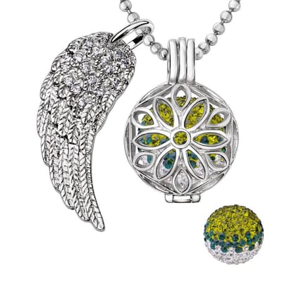 Engelenroeper 18mm Bolhouder met Ketting 90cm en Bolletje - Dames - Zilverkleurig Bloem - EBS18106