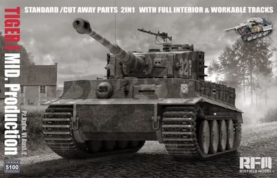 Rye Field Model Modelbouwpakket Militaire voertuigen - 5100 Pz.Kpfw. VI Ausf. E Tiger I Mid. Production w/full interior - workable tracks Plastic - 1:35 - Modelbouw