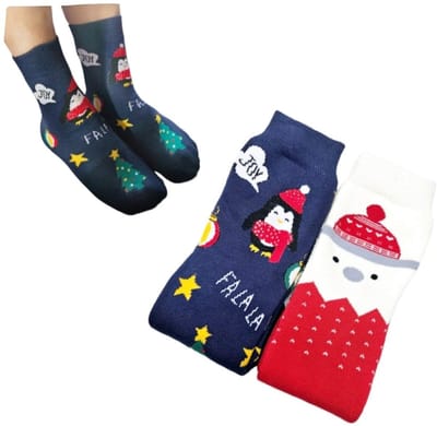 Happy Warme dikke Kerstsokken set-Youhomy sokken Maat 35-38 Rood - Hoge kwaliteit en kriebelt niet- 2 paar dikke wintersokken -Vrolijke kerstprint Rood - Kerstsokken dames, meisje, heren, jongens - Kerst - Kerstcadeau