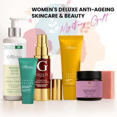 Skin Research Luxe verrassingscadeaubox voor vrouwen met anti-aging huidverzorging en beautyproducten.